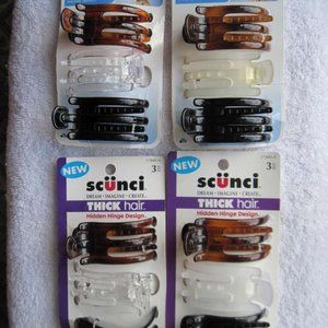 3 Scunci Thick Hair Hidden Hinge Secure Hold Jaw Claw Clips Glossy Frosted Matte